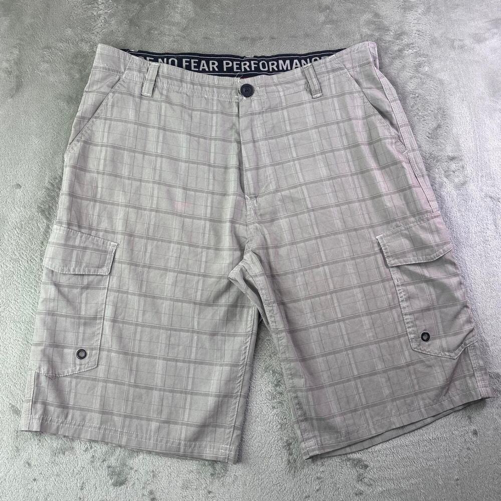 No Fear Performance Shorts Mens 34 Plaid Cargo Skater Skateboard Y2K - Picture 1 of 7